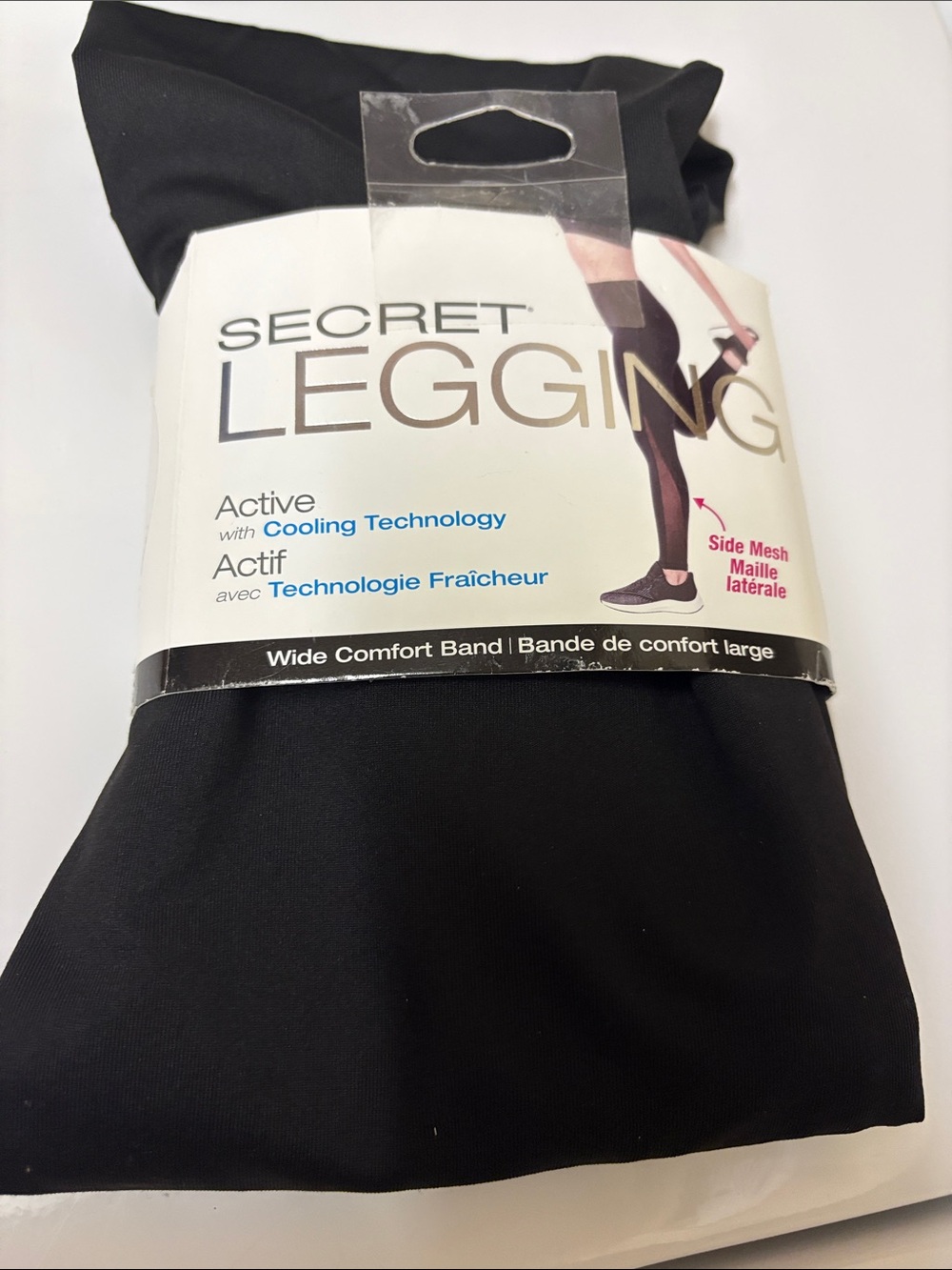 Secret Active Black Leggings with cooling technology, side mesh, BNWT, medium